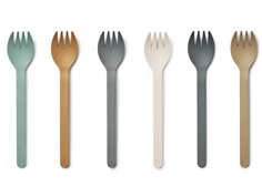 Liewood whale blue multi mix children's fork Selena (6-pack)